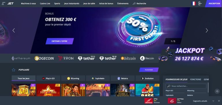 Jet Casino page accueil